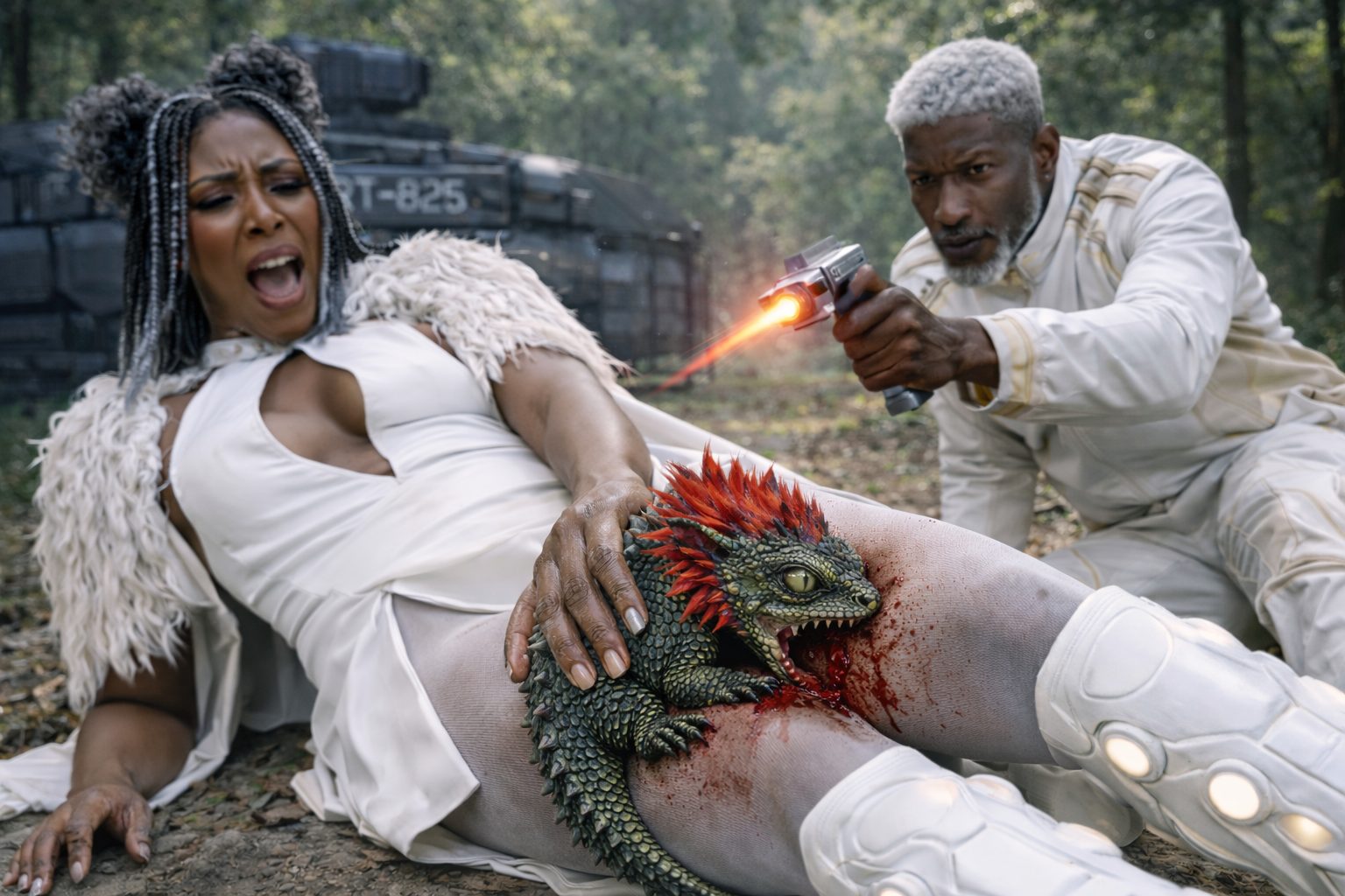 Abrafo fired his weapon at the creature.