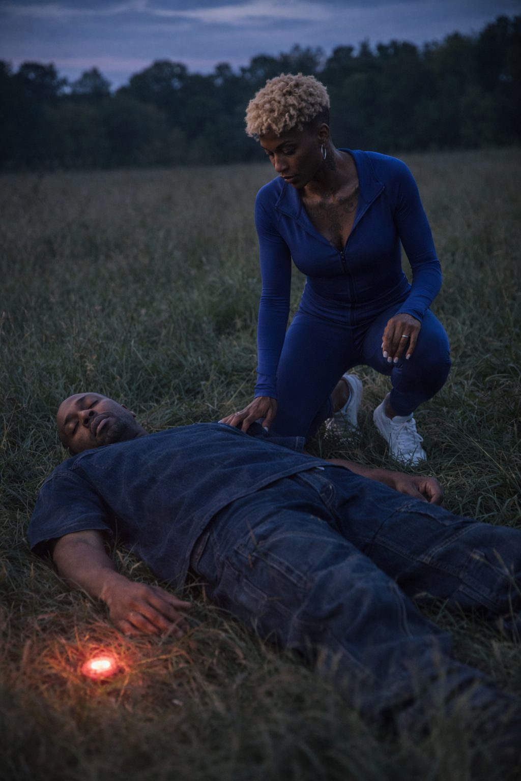 Rochelle sees movement in the bushes where the man landed.